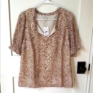 J. Crew NWT Short-sleeve ruffle tie-neck top